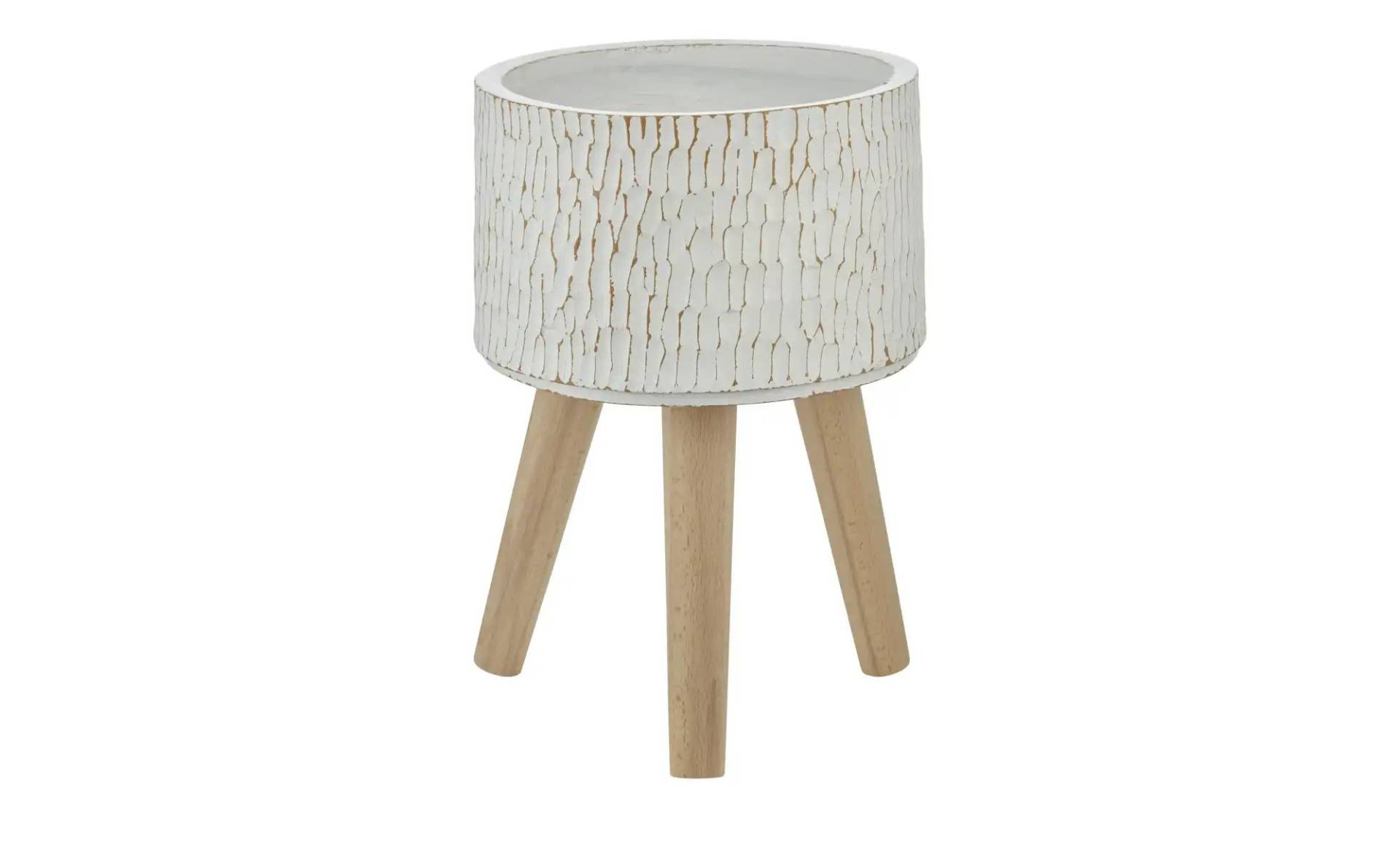 HOME STORY Übertopf auf Holzbeinen   ¦ weiß ¦ Magnesia,Fiberglas,Holz ¦ Maße (cm): H: 36  Ø: 25.0 Dekoration > Dekoartikel - Möbel Kraft