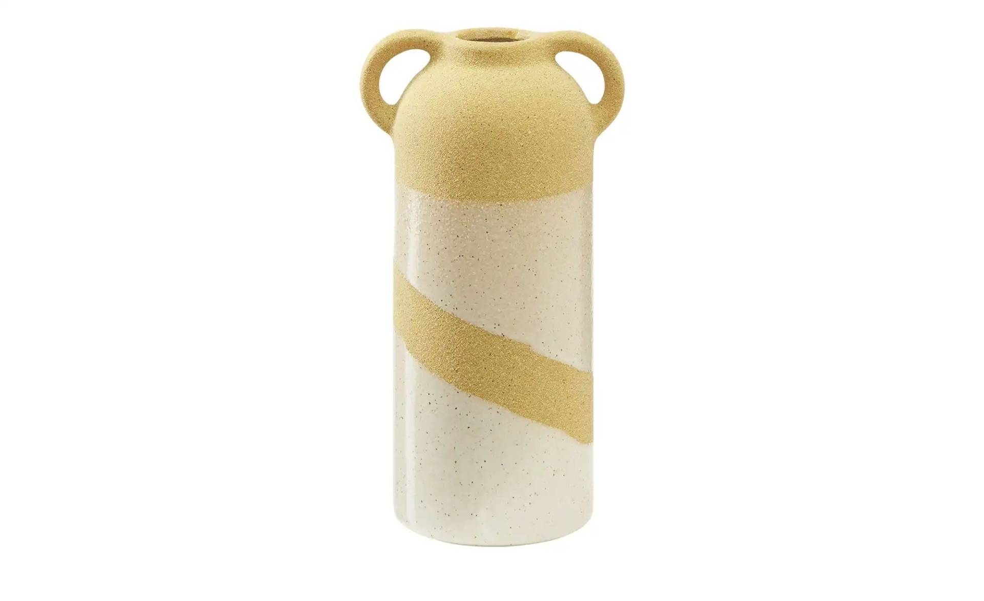 HOME STORY Vase   ¦ gelb ¦ Steingut ¦ Maße (cm): H: 20,7  Ø: 10.6 Dekoration > Vasen - Möbel Kraft
