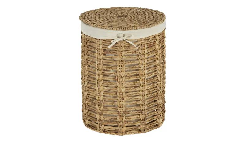 HOME STORY Wäschekorb mit Deckel   ¦ braun ¦ Wasserhyazinthe,Polyester,Baumwolle ¦ Maße (cm): H: 55  Ø: 42 Aufbewahrung > Wäscheaufbewahrung - Höffner
