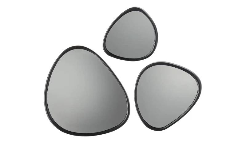 HOME STORY Wandspiegel Organic  3er Set   ¦ schwarz ¦ Kunststoff,Glas ¦ Maße (cm): B: 29 H: 30,5 T: 2.0 Accessoires > Spiegel - Höffner