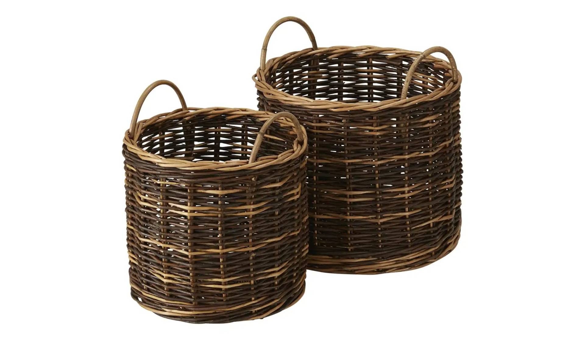 HOME STORY Weidenkorb  2er Set   ¦ braun ¦ Weide,Rattan ¦ Maße (cm): H: 51  Ø: 48 Aufbewahrung > Körbe - Höffner