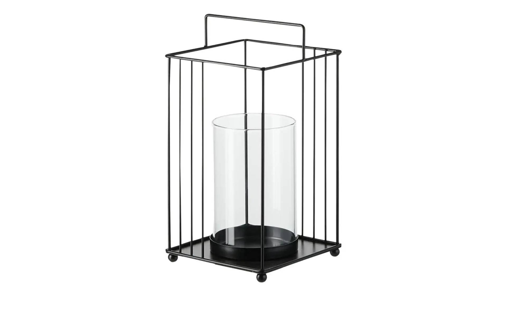 HOME STORY Windlicht mit Glaseinsatz   ¦ schwarz ¦ Metall,Glas ¦ Maße (cm): H: 24,5  Ø: 15.0 Dekoration > Laternen & Windlichter - Möbel Kraft