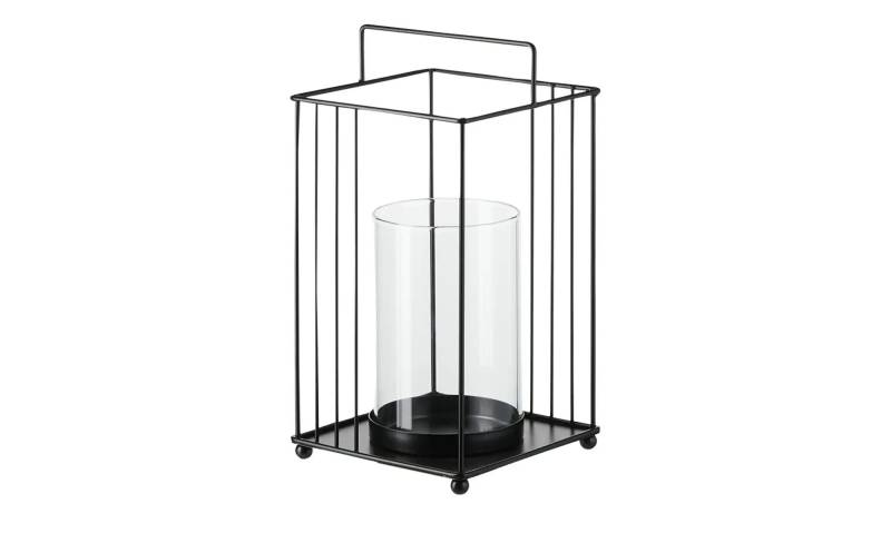 HOME STORY Windlicht mit Glaseinsatz   ¦ schwarz ¦ Metall,Glas ¦ Maße (cm): H: 24,5  Ø: 15.0 Dekoration > Laternen & Windlichter - Möbel Kraft