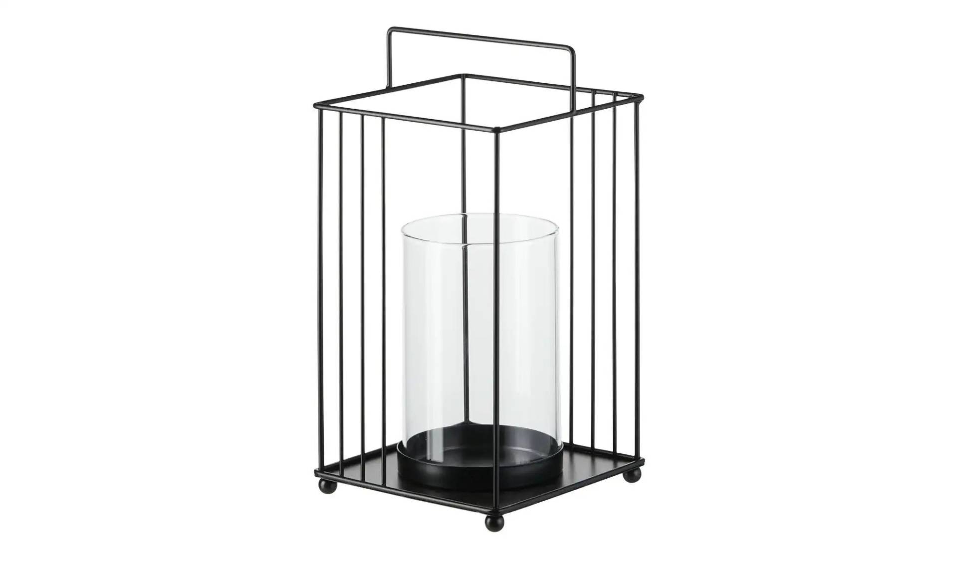 HOME STORY Windlicht mit Glaseinsatz   ¦ schwarz ¦ Metall,Glas ¦ Maße (cm): H: 31,5  Ø: 19.0 Dekoration > Laternen & Windlichter - Möbel Kraft