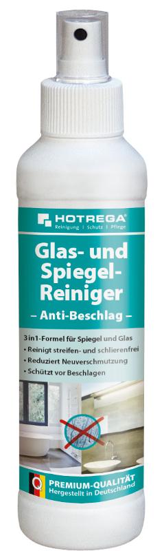 HOTREGA Glas- und Spiegel-Reiniger Anti-Beschlag 250 ml Pumpsprühflasche von HOTREGA
