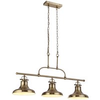 Hängelampe 3-flammig E27 B: 96 cm in Messing Antik Vintage von Searchlight