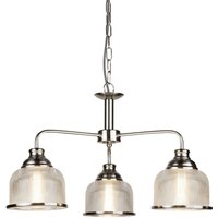 Hängelampe 3-flammig E27 Glas Metall Jugendstil in Silber von Searchlight