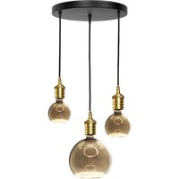 Hängelampe 3-flammig Schwarz Messing Eisen Ø 40 cm für E27 von Ghidini Giovanni Battista