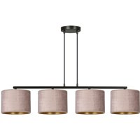 Hängelampe 4-flammig L: 97 cm Metall Stoff Rosa Gold E27 von Emibig