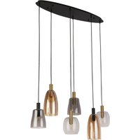 Hängelampe 6-flammig E14 B: 95 cm Glas Metall Vintage von Searchlight