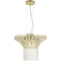 Hängelampe Art Déco Ø 60 cm Kristall Metall 8x G9 in Messing von Searchlight