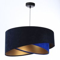 Hängelampe Blau Gold E27 Ø 50 cm Stoff Schirm Veloursoptik von BPS Koncept