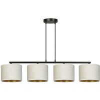 Hängelampe E27 4-flammig 97 cm Stoff Metall Weiß Gold Schwarz von Emibig