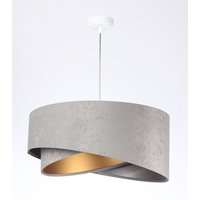 Hängelampe E27 Stoff rund Ø 50 cm Grau Gold Silber von BPS Koncept