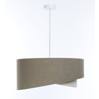 Hängelampe E27 rund D: 40 cm Braun Creme Stoff Boho von BPS Koncept
