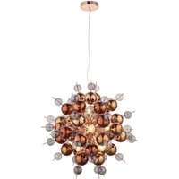 Hängelampe Glas Metall B: 63 cm in Kupfer Modern 9x E14 von Endon