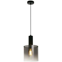 Hängelampe Glas Metall D: 22 cm E27 Schwarz Rauchgrau von Searchlight