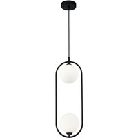 Hängelampe Glas Metall G9 H: max. 204 cm Schwarz Weiß von Maytoni