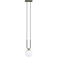 Hängelampe Glas Metall H: max. 115 cm Schwarz Weiß E14 Kugel von Emibig