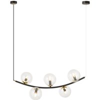 Hängelampe Glas Metall L: 80 cm in Schwarz Gold E14 5-flammig von Emibig