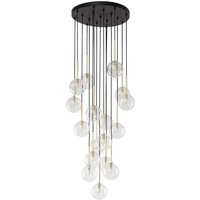 Hängelampe Glas Metall Ø 52 cm H: max. 145 cm in Schwarz Gold von TK Lighting