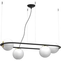 Hängelampe Glas Metall Schwarz Weiß Gold 4-flmg L:83 cm Hängelampe Glas Metall Schwarz Weiß Gold 4-flmg L:83 cm von Luminex