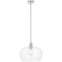 Hängelampe Glas Metall rund Ø 31 cm in Nickel glänzend E27 von Endon