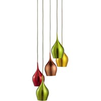 Hängelampe Glas Ø 30 cm H: max. 1,6 m 5-flammig E14 Bunt von Searchlight