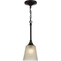 Hängelampe Glas Schirm Rustikal in Bronze antik Weiß von ELSTEAD