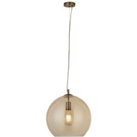 Hängelampe Glas rund Ø 35 cm E27 in Messing Antik Bernstein von Searchlight