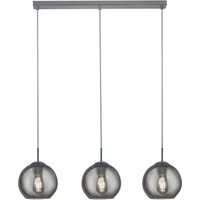 Hängelampe Grau Chrom B: 81 cm Glas Kugel Schirm 3x E27 von Searchlight
