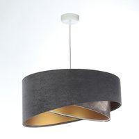 Hängelampe Grau Gold E27 Stoffschirm Ø 50 cm Modern KARIM von BPS Koncept