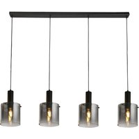 Hängelampe Grau Schwarz B: 142 cm 4-flammig E27 Glas Metall von Searchlight
