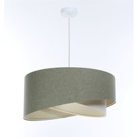 Hängelampe Grün Creme E27 rund Ø 45 cm Stoff Modern von BPS Koncept