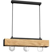 Hängelampe Holz Metall 3-flmg 57 cm E27 Schwarz Natur von Luminex