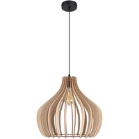 Hängelampe Holz Metall Schwarz E27 Ø40 cm rund wohnlich von Belis