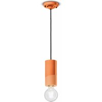 Hängelampe Keramik E27 rund D: 8 cm Orange Retro ENRICO von Ferroluce