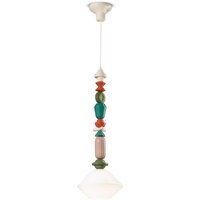 Hängelampe Keramik Glas Ecru Bunt E27 Retro SILVIA von Ferroluce