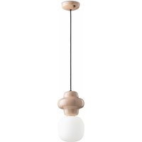 Hängelampe Keramik Glas Sandgrau Weiß E14 Retro ROBERTO von Ferroluce
