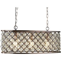 Hängelampe Kristall B: 60 cm 3x E14 in Kupfer antik von Searchlight