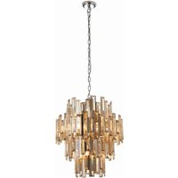 Hängelampe Kristall Rauchglas Metall Ø 56 cm Art Déco Hängelampe Kristall Rauchglas Metall Ø 56 cm Art Déco von Endon
