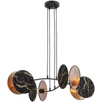 Hängelampe Marmor-Optik Schwarz Gold L: 82 cm Stoff Metall von Emibig