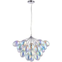 Hängelampe Metall Glas B: 65 cm Chrom Irisierend Modern 6x G9 von Endon