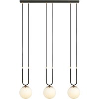 Hängelampe Metall Glas B: 70 cm Schwarz Weiß E14 3-flammig von Emibig