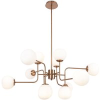 Hängelampe Metall Glas H: max. 140 cm in Gold Weiß E14 von Maytoni