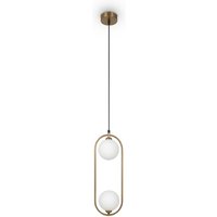 Hängelampe Metall Glas H: max. 204 cm in Messing Weiß von Maytoni