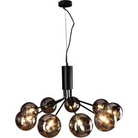 Hängelampe Metall Glas Schwarz Rauchgrau G9 B:83,4 cm von Eco-Light