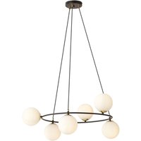 Hängelampe Metall Glas rund Ø 75 cm in Schwarz Weiß Gold von Emibig