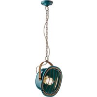 Hängelampe Metall Keramik E27 Braun Petrol Shabby Antik von Ferroluce