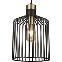 Hängelampe Metall Ø 22 cm in Schwarz Messing E27 von Searchlight